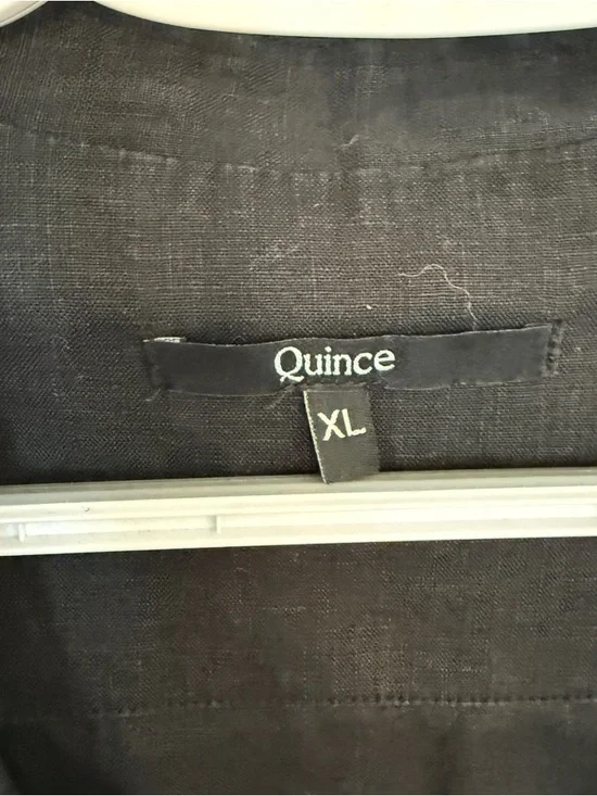 Quince 100% Linen Black Shirt Dress XL | Button Front Tie Waist 25253 - Picture 12 of 16